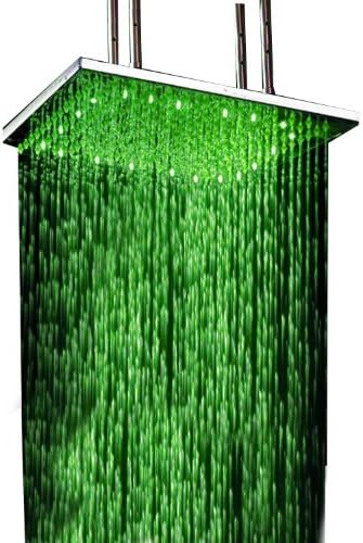 Possbay 31 İnç Havai tavana monte Kare sıcaklık sensörü paslanmaz çelik fırçalanmış Bitirmek yağış duş Başlığı Dahili LED ışıkları