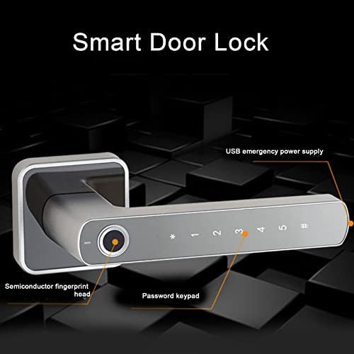 Parmak izi şifreli kapı kilidi, parmak İzi Kapı Kolu Kilidi Akıllı Kapı Kilidi 2 in 1 Yüksek Güvenlik Anti Hırsızlık USB Şarj