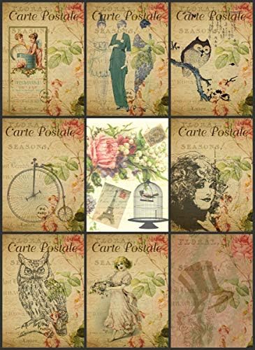 Vintage Baskılı Fransız Üreme Posta Kartları Kolaj Levha 104 Scrapbooking, Oymacılık, Etiketler