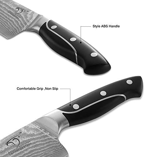 Şef Bıçağı 8 İnç, XingRui Serisi Profesyonel Mutfak Bıçağı Dövme VG - 10 Süper Çelik 67 Katmanlı Şam, Kaymaz ABS Ergonomik Üçlü