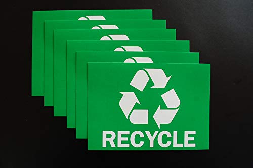 (6 Paket) Geri Dönüşüm Çıkartmaları Çöp Kutusu Etiket Etiketi -5 X 3.5 - Geri Dönüşümden Kaynaklanan Su geçirmez Çöp Atıkları-Metal