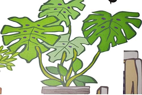 Maydahui (32 in W x 34 in H) yeşil Saksı Bitkileri Yaprakları Duvar Çıkartmaları, Asılı Raf Bonsai Duvar Sticker, su geçirmez