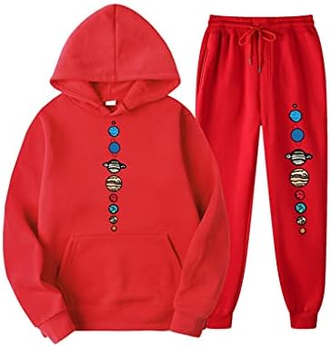 SMDMM Moda Erkek Giyim Kazaklar Kazak Setleri Erkek Eşofman Hoodie İki Adet + Pantolon Spor Gömlek Güz Kış Eşofman (Renk : Kırmızı,