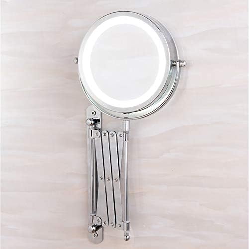 WJCCY Makyaj Aynası, Led Uzatılabilir Kozmetik Duvar Aynası Çapı 17.5 cm