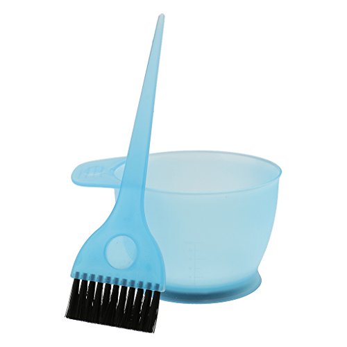 Milageto Kuaför Saç Boyası Renk Kase Renk Karıştırma Tarak Fırça Seti Seti-Mavi
