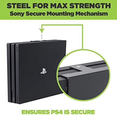 HİDEıt Bağlar 4P PS4 Pro Duvar Montaj Paketi, Siyah Çelik PS4 Pro Duvar Montajı ve İki Denetleyici Montajı, PS4 Pro Konsolunuzu