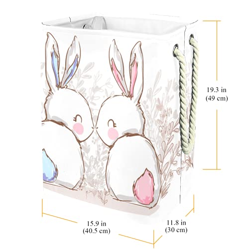 Tavşan Bunny Çamaşır Torbası Büyük Katlanabilir Su Geçirmez Giysi Engel Oyuncaklar Saklama çantası Taşıma Kolları ile 19.3x11.8x15.