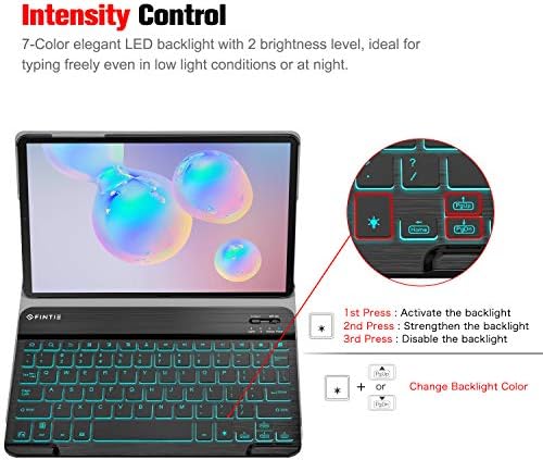 Fintie 10-İnç Ultrathin (4mm) Kablosuz Bluetooth Klavye [7 Renk Arkadan Aydınlatmalı] Android Tablet için Samsung Galaxy Tab