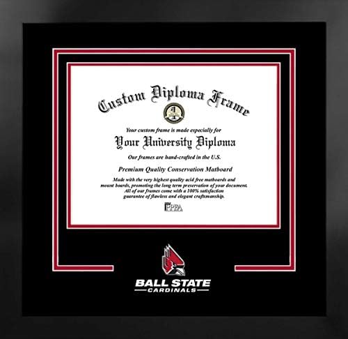 Kampüs Görüntüleri NCAA Ball State Cardinals Unisex Spirit Diploma Manhattan Bonus Litograflı Siyah Çerçeve, Siyah, Bir Boyut