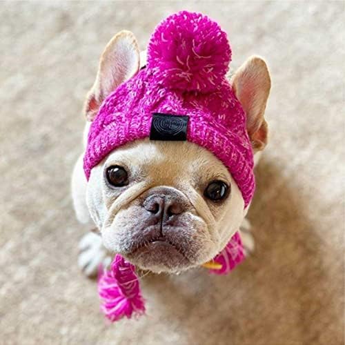 HJKL Pet Şapka, Yumuşak Örgü Rüzgar Geçirmez Köpek Kap, kabarık Topu Şapka için Kış Giyen Köpek Malzemeleri (M)