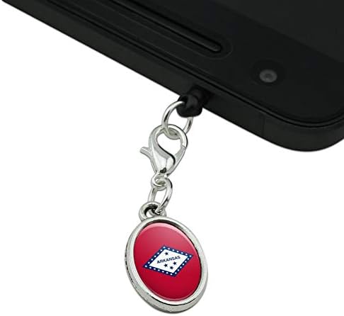 GRAFİKLER ve DAHA FAZLASI Arkansas Eyalet Bayrağı Cep Telefonu Kulaklık Jakı Oval Çekicilik iPhone iPod Galaxy için uygun