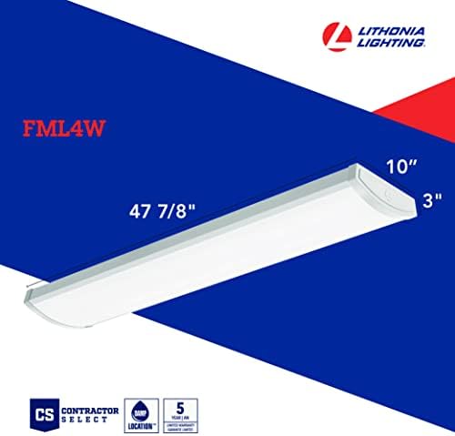 Lithonia Aydınlatma 4 Ayaklı FML4W 10 İnç Genişliğinde Muhafaza 4000K Soğuk Beyaz LED Triyak Karartma, Beyaz (FML4W 48 5000LM
