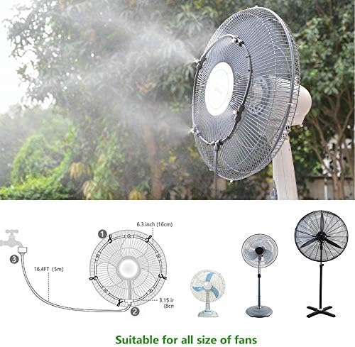 Açık Misting Soğutma Sistemi için Fan Misting Kiti-Veranda Su Misterleri-19.7 Ft (6m) Boru 5 Çıkarılabilir Pirinç Nozul - Her