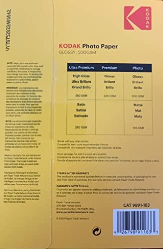 KODAK Fotoğraf Kağıdı Parlaklığı 4 x 6, 100 sayım, 52 lb-200 g/m2 ağırlık, 6,5 mil kalınlık (41160-1743327)…