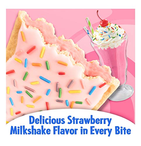 Kellogg's Pop-Tarts Kahvaltı Ekmek Kızartma Makinesi Hamur İşleri, Buzlu Çilekli Milkshake, 28,2 oz, Değer Paketi (16 Sayım)