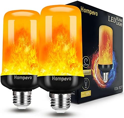 [Yükseltildi] Hompavo LED Alev ampul, 4 Modları Titrek ampuller ile Baş Aşağı Etkisi, E26 / E27 Baz Alev Ampul için Cadılar Bayramı,