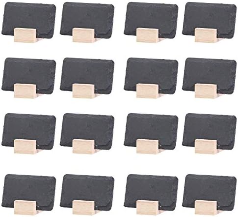 Masalar için Mini Kara Tahta Tabelaları, 16 Paket - Rustik 2x3 İnç Küçük Kayrak Masa Üstü Tebeşir Tahtaları Ahşap Standlı Set