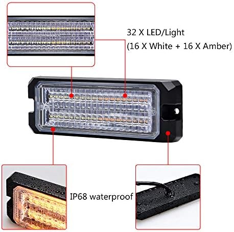 50X Amber Beyaz 32 - LED Süper Ince Su Geçirmez IP 68 Acil Uyarı Tehlike Flaş Yanıp Sönen çakarlı lamba Bar Yüzey Montaj Araba
