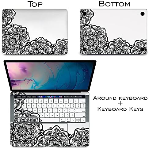 Lex Altern Vinil Cilt ile Uyumlu MacBook Hava 13 inç Mac Pro 16 Retina 15 12 2020 2019 2018 Oryantal Dantel Desen Boho Kına Nazik