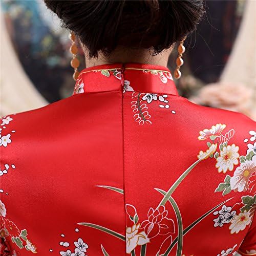 Shanghai Hikayesi Sahte İpek Çin Elbise Uzun Cheongsam Çiçek Qipao Kadınlar için