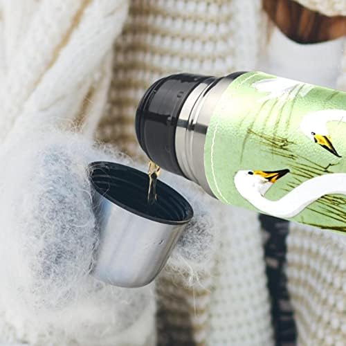 Lılıbeely 17 oz Vakum Yalıtımlı Paslanmaz Çelik Su Şişesi Spor Kahve Seyahat Kupa Flask Hakiki Deri Sarılmış BPA Ücretsiz, Kuğular