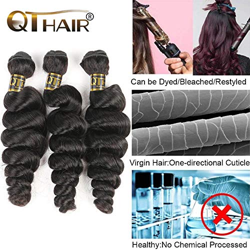 QTHAIR 12A Sınıf Brezilyalı Demetleri işlenmemiş insan saçı Demetleri ıle Frontal (22 24 26+20 inç) 100 % işlenmemiş işlenmemiş