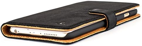 Yılan Kovanı iPhone 6 Plus Kılıf, Vintage Koleksiyon Apple iPhone 6 Plus Cüzdan Kılıfı, Kredi Kartı/Not Yuvalı Nubuk Deri (Siyah)