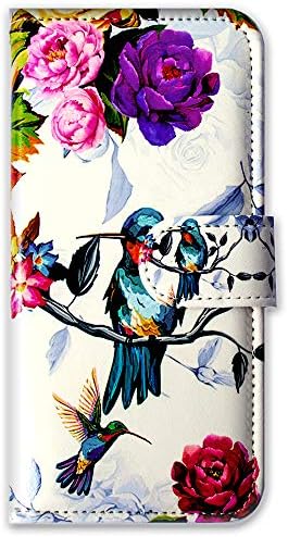 ıPhone 13 Durumda, Bcov Hummingbird Çiçekler Kuş Deri Flip Telefon Kılıfı Cüzdan Kapak Kart Yuvası Tutucu ile iPhone 13 için