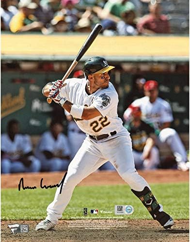 Ramon Laureano Oakland Atletizm İmzalı 8 x 10 Salıncak Fotoğrafı-İmzalı MLB Fotoğrafları