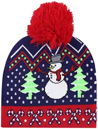 Hısoul Noel Kadınlar Kış Ponpon Bere Şapka Polar Astarlı Sıcak Yün Şapka Kalın Hımbıl Kar Örgü Çapraz Kap Yetişkin için