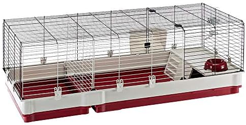 Ferplast Tavşan kafesi Krolik 140 Kobay ve Küçükbaş Hayvan Evi, Montaj kitinde. Metalik Izgaradan Ayrılabilir Uzatma, Aksesuarlar