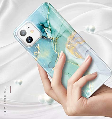 LUOLNH Altın Glitter Sparkle Kılıf iPhone 12 ve iPhone 12 Pro 6.1 İnç ile Uyumlu (2020 Sürümü) Mermer Tasarım Darbeye Dayanıklı
