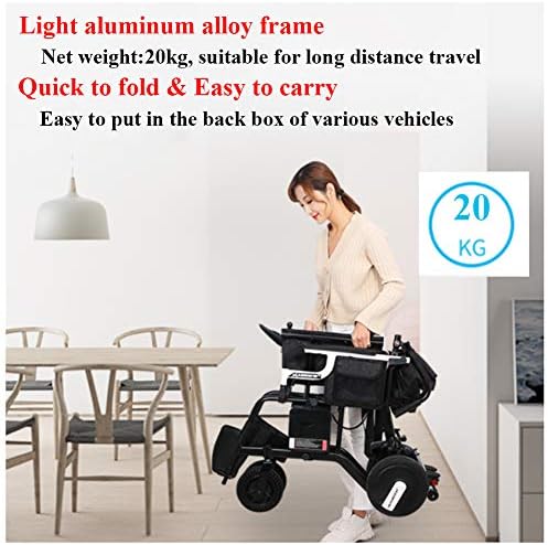 Hafif Elektrikli Tekerlekli Sandalye 20KG,Engelli Yaşlılar için Lityum Pil ile Otomatik Katlanabilir Hareketlilik Yardımı