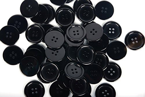 100 Adet 1(25mm) dikiş Reçine Düğmeler Yuvarlak Şekil 4 Delik Zanaat Düğmeleri Dikiş Scrapbooking ve DIY Zanaat (Siyah)