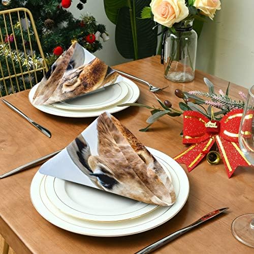 YUEND Baskı Yemekleri Bez Peçeteler Komik Zürafa Dilini Gösterir Aile Ziyafetler Düğün Partiler Restoran masa örtüleri