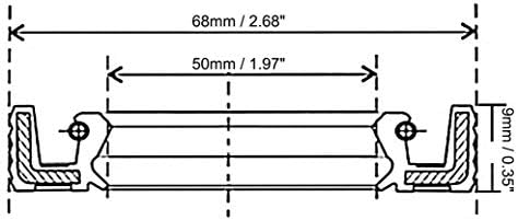EuısdanAA Yağ Keçesi, TC 50mm x 68mm x 9mm Nitril Kauçuk Kapak Otomotiv Aks Mili için Yaylı Çift Dudak, Siyah 1'li Paket(Sello