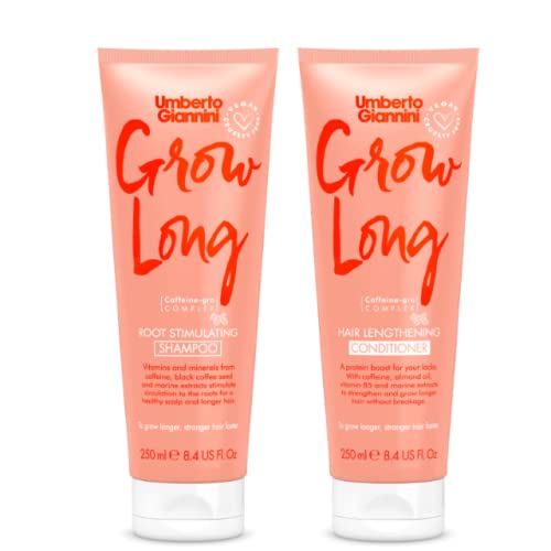 Umberto Giannini Büyümek Uzun Şampuan ve Saç Kremi Duo, Vegan ve Zulüm Ücretsiz Kök Uyarıcı Şampuan ve Saç Uzatma Kremi Paket,