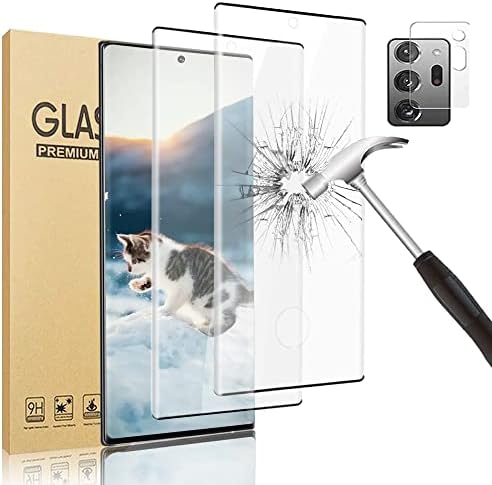 [2 + 1 Paket] Galaxy Note 20 Ekran Koruyucu ve Kamera Lens Koruyucu[Parmak izi Desteği] [Çizilmez] [Kabarcıksız] HD Temperli