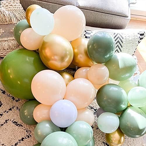 152 PCS Adaçayı Yeşil Balonlar Kemer Çelenk kitleri, Çocuk Doğum Günü Bebek Duş Düğün Parti Dekor Malzemeleri, DIY Zeytin Yeşil