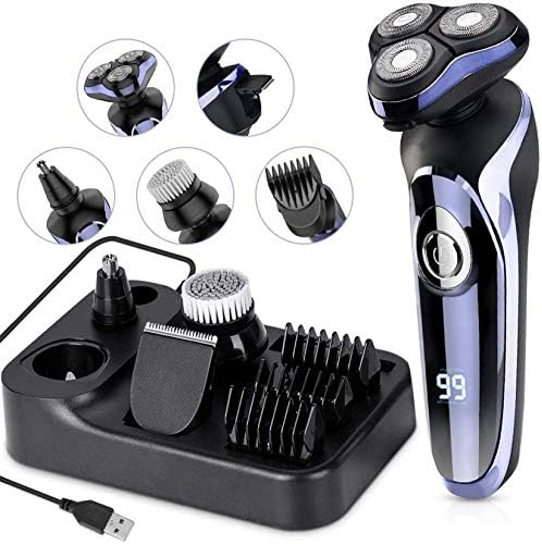 Erkekler için elektrikli tıraş makinesi, 4 in 1 Döner Erkekler Tıraş Makinesi Sakal Düzeltici, Elektrikli Tıraş Makinesi Su Geçirmez