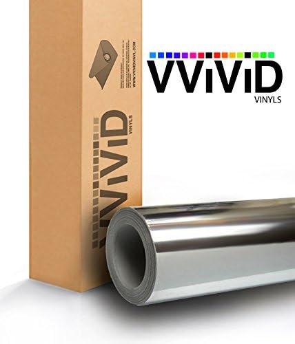 VVıVıD Parlak Krom Gümüş Vinil Wrap Yapışkan Film Rulo Hava Yayın DIY Çıkartması Levha (12 İnç x 60 İnç)