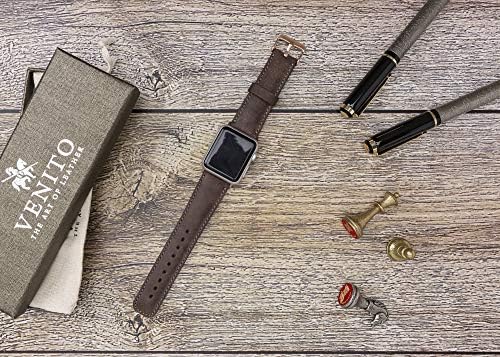 Venıto Toskana deri saat kayışı ile Uyumlu Apple Watch 42mm 44mm-saat kayışı için iwatch Serisi 1 2 3 4 5 6 7 SE (Kahve Kahverengi