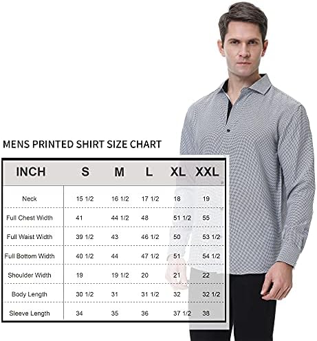 WARHORSEE Erkek Elbise Gömlek Uzun Kollu Düzenli Fit Baskılı Düğme Aşağı Gömlek
