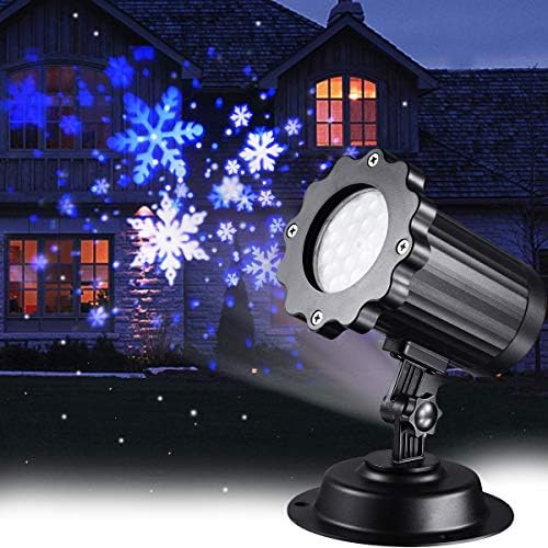 Noel projektör ışıkları LED beyaz mavi dönen kar tanesi kar fırtınası ışık projektör için kar yağışı ile cadılar bayramı doğum