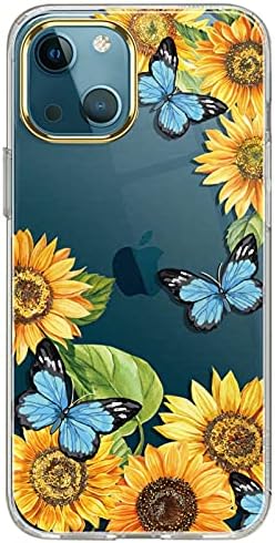 luolnh ile Uyumlu iPhone 13 Kılıf ile Çiçek, Girly Kadınlar için, Darbeye Temizle Çiçek Desen Sert Arka Kapak için iPhone 13