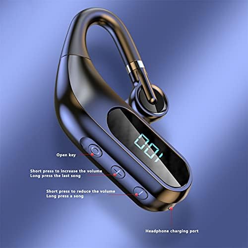 Fmystery Bluetooth Kulaklık, Kablosuz Kulaklık V5.0 Ultralight Eller Serbest İş için mikrofonlu kulaklık İş / Ofis / Sürüş (Siyah)