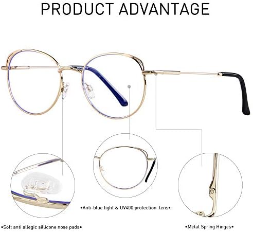 Mavi ışık engelleme gözlük kadın kedi göz bilgisayar gözlük Metal çerçeve Hipster 2 paket ANDWOOD