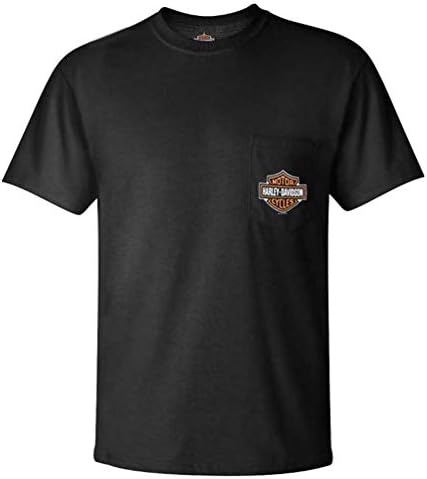 Harley-Davidson erkek Bar & Kalkan Logo Göğüs Cebi Kısa Kollu T-Shirt, Siyah