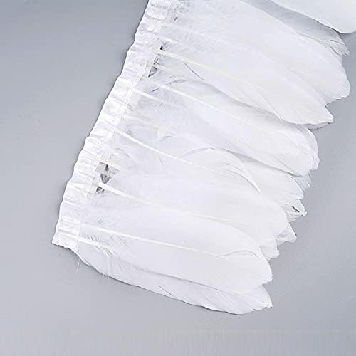10 Metre Doğal Beyaz El Sanatları Tüyler Trim Oya Plume Dikiş Giyim DIY Düğün Kaz Tüyü Parti Decoratione 15-20 cm-10 Metre -