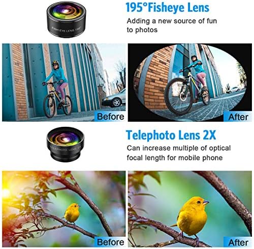 Crıacr Telefon Kamera Lensi, 9 in 1 Lens Kiti, Zoom objektifi, 0.36 X Geniş Açı Lens + 0.63 X Geniş Lens + 15X Makro Lens + 20X